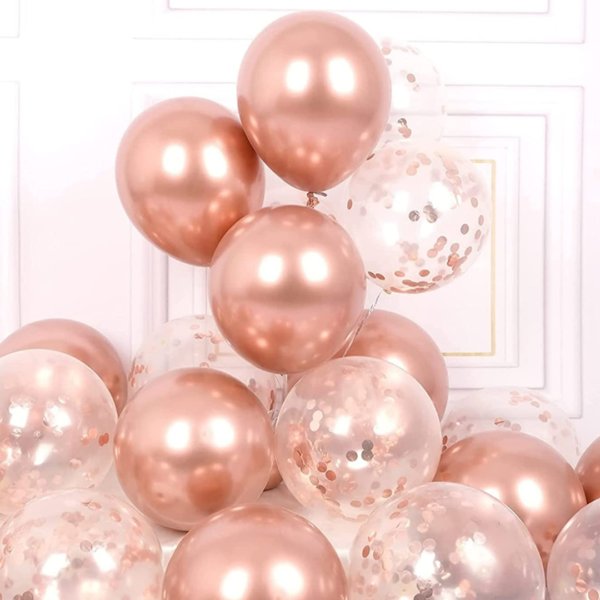 Rose-Gold Chrome Confetti Balloons