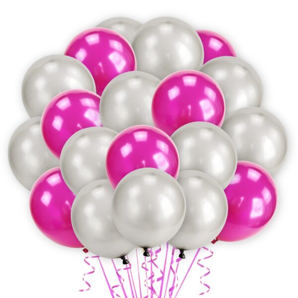 Hot Pink & Silver-Metallic-Balloons