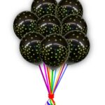 Black With Green-Polka Dot-Balloons