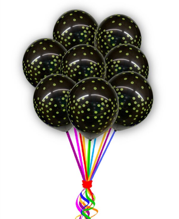 Black With Green-Polka Dot-Balloons