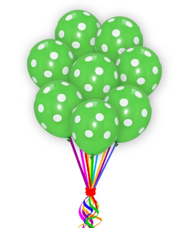 Green With White-Polka Dot-Balloons