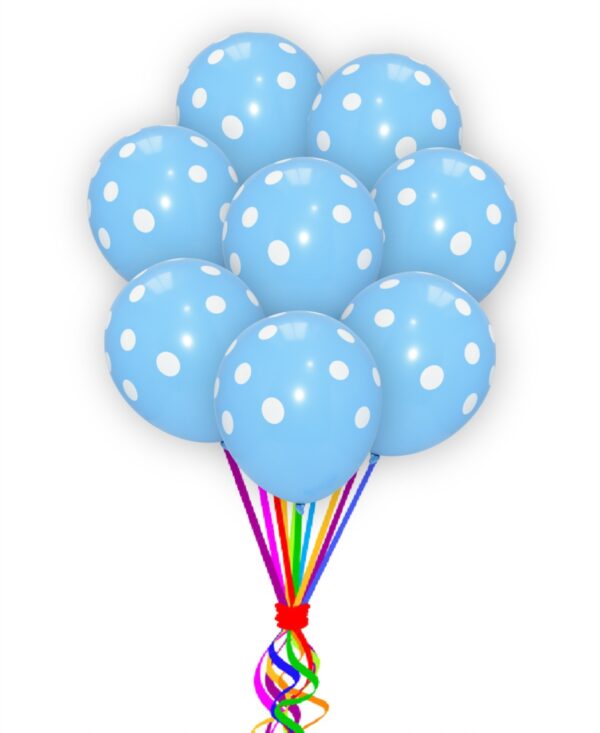 Light Blue With White-Polka Dot-Balloons