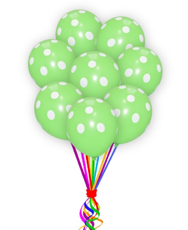 Light Green With White-Polka Dot-Balloons