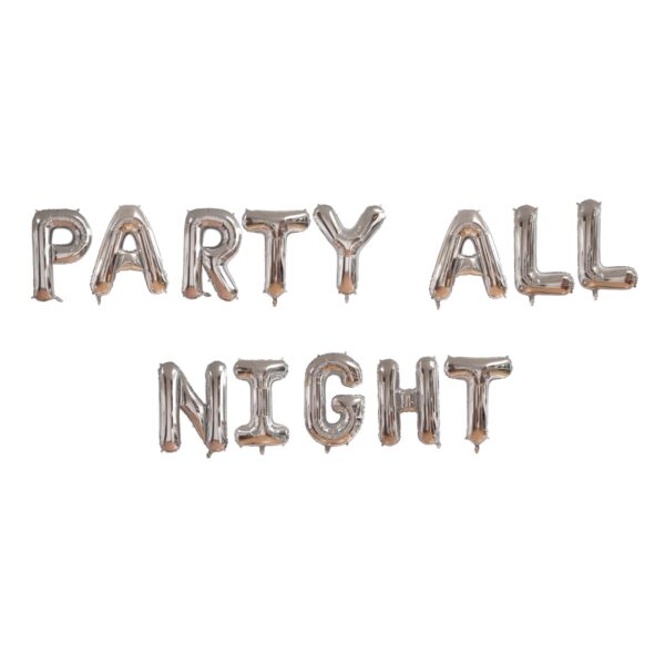 Silver-Party All Night-Foil Balloons