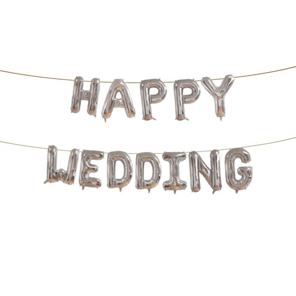 Silver-Happy Wedding-Foil Balloons